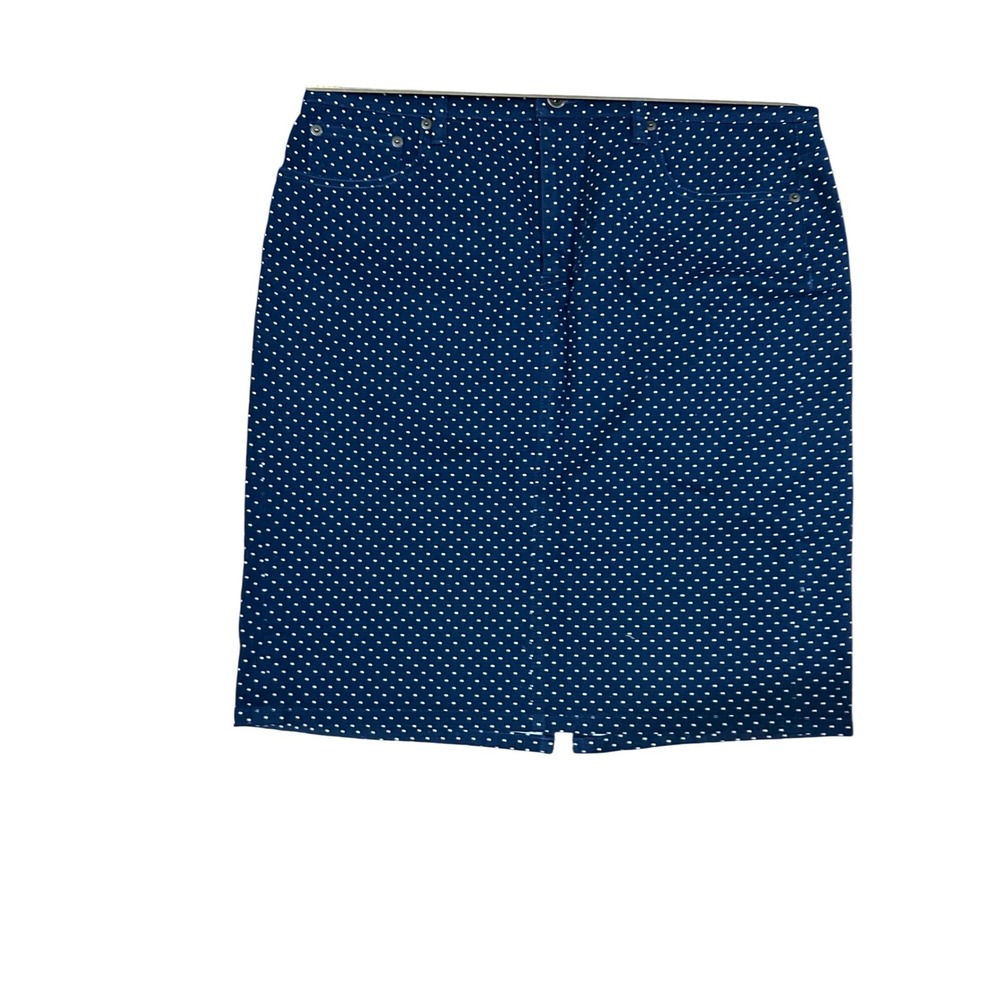 Lauren Jeans‎ Company Polka Dot Pencil Skirt Classic Career Navy 12 - Picture 2 of 5